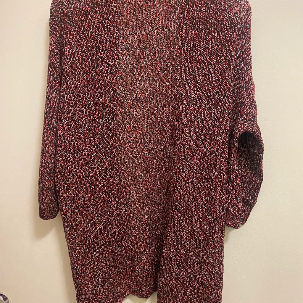 H&M Womens Long Cardigan Knit Sweater S Small Bust 34” Red Black & White - Image 7