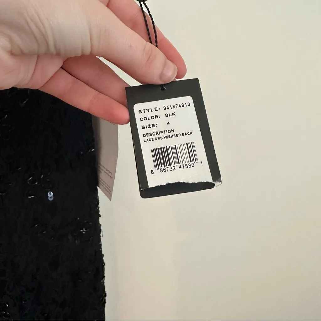 Adrianna Papell | Black Lace Beaded Sleeveless Dress Size 4 Women's NWT - Image 5