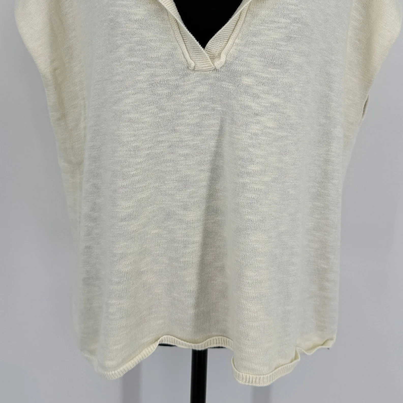 Free People  Beach Marina Del Sol Sweater Medium Ivory Boho Casual Minimalist - Image 5