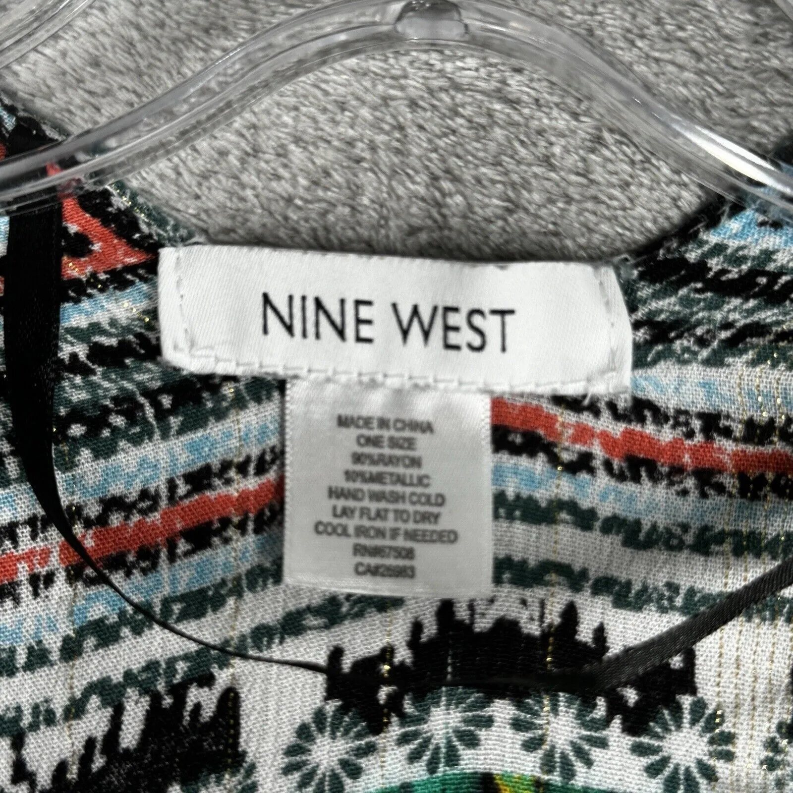 Nine West Kimono Women One Size White Black Green Botanical Cockatoo Boho Nature - Image 6