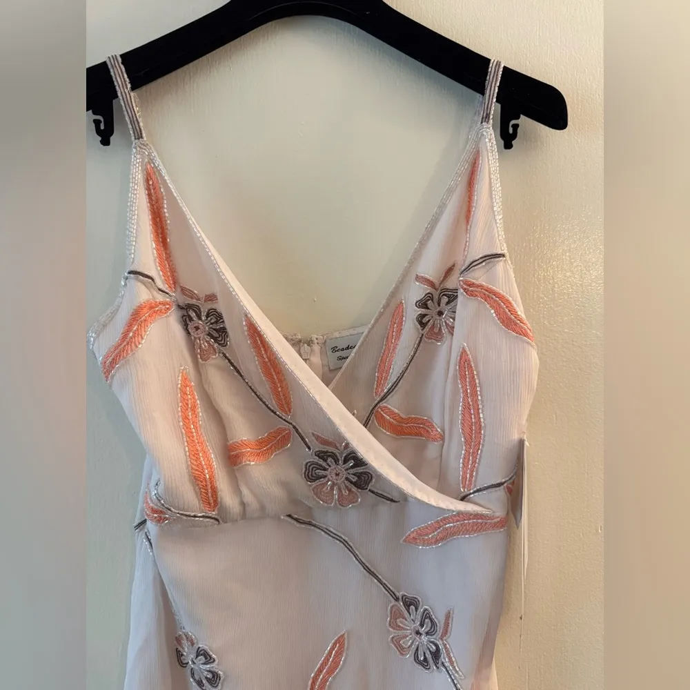 NWT Y2K Beaded Drama Two Tone Floral Special Occasion Gown Size 4 Blush Pink - Image 6