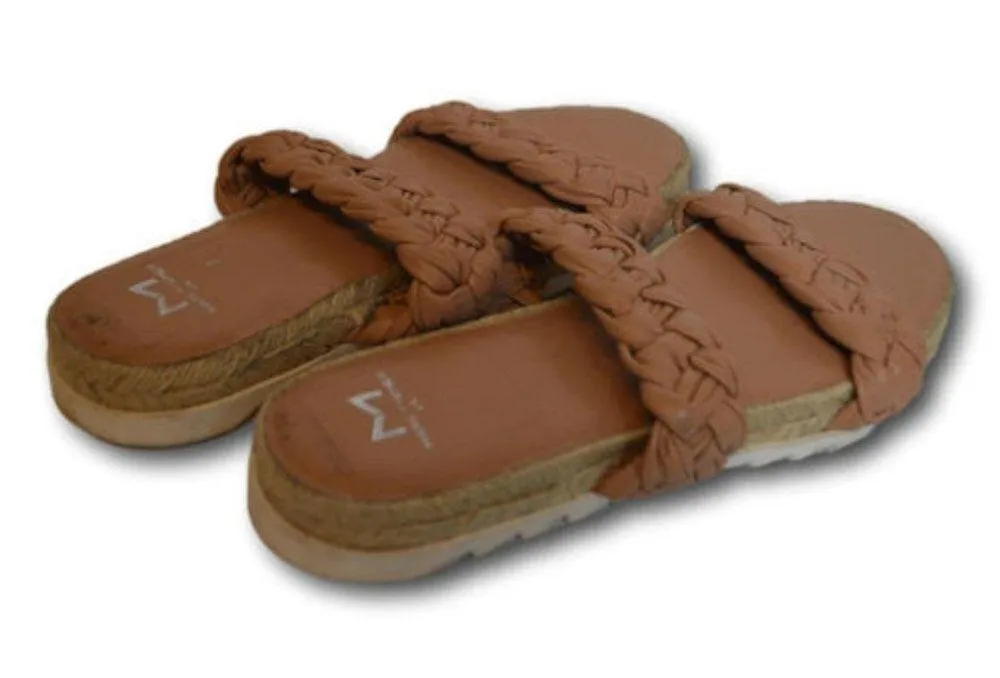 Marc Fisher Tan Jaimee Leather Braided Espadrille Flat Sandals Size: 8 - Image 2