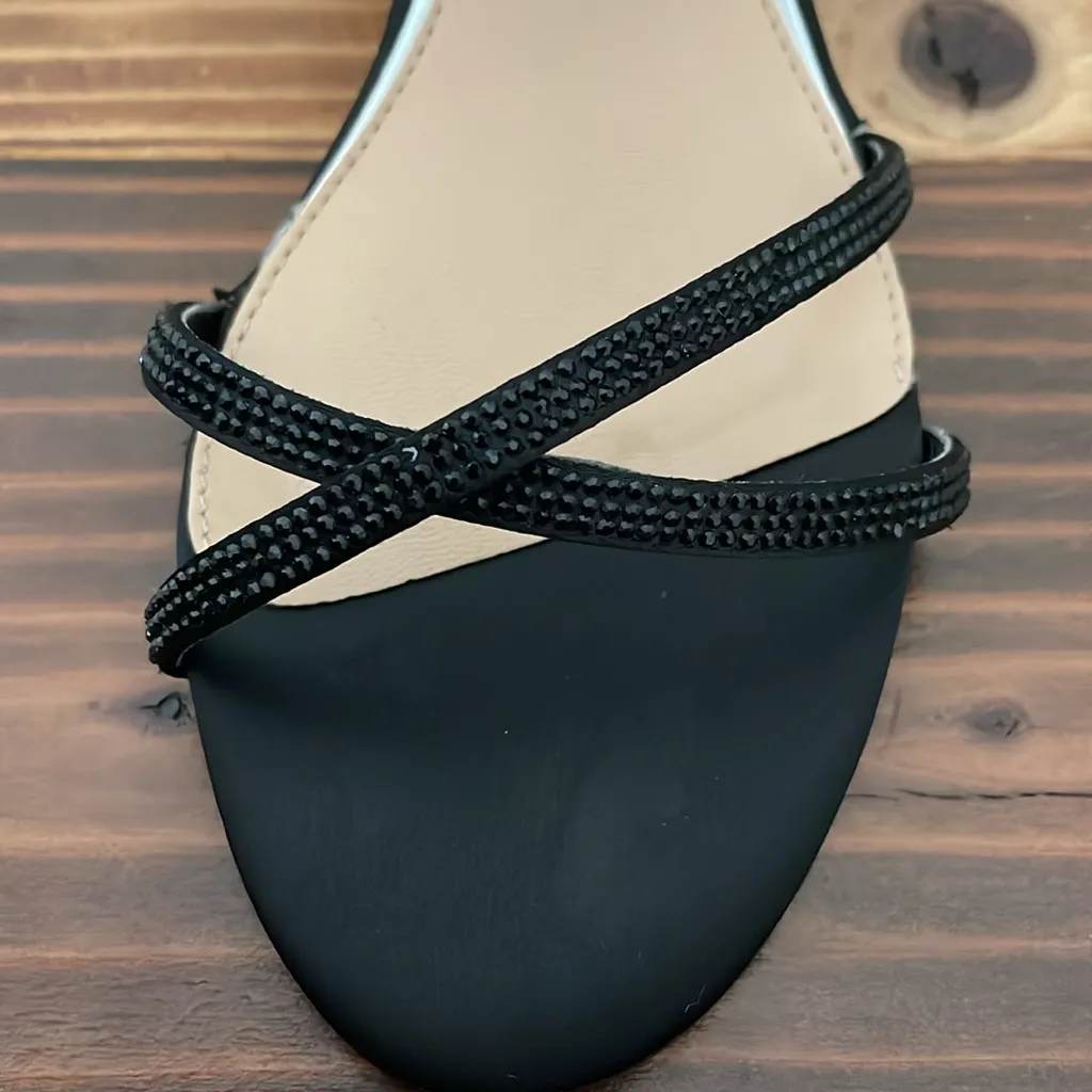 Jewel Badgley Mischka Omari Il Evening Sandals Black Satin & Rhinestones Size 7 - Image 8