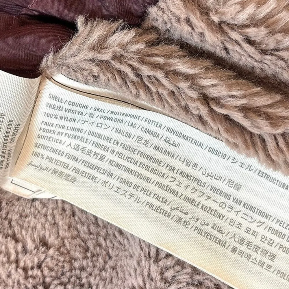 Abercrombie & Fitch Womens Maroon Red Fur Trim Hooded Lined Parka Jacket Size XS - Image 10