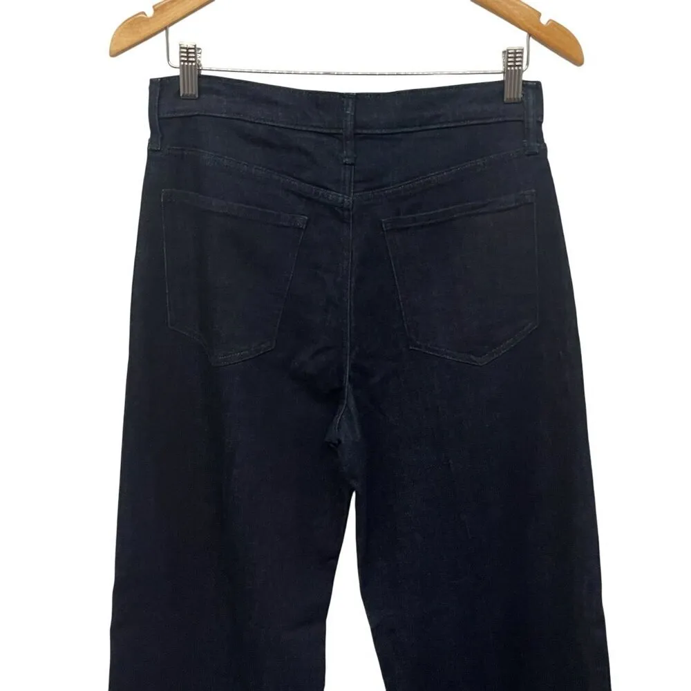 Banana Republic High Rise Wide Leg Denim Jean Trouser Pants Dark Rinse Full Length - Image 6