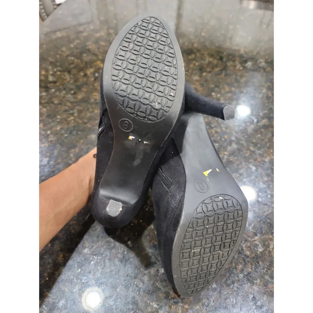 Merona Ankle Stiletto Heel Bootie Women's Size 8 Black Suede Leather Side Zipper - Image 5