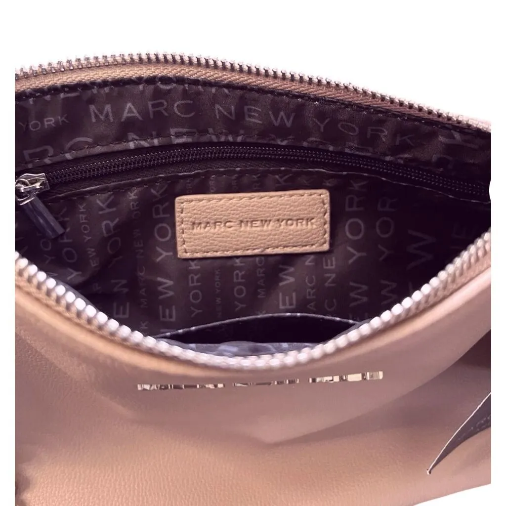 Marc New York Chain Strap Faux Leather Crossbody Bag Blush Pink Zipper Closure - Image 3