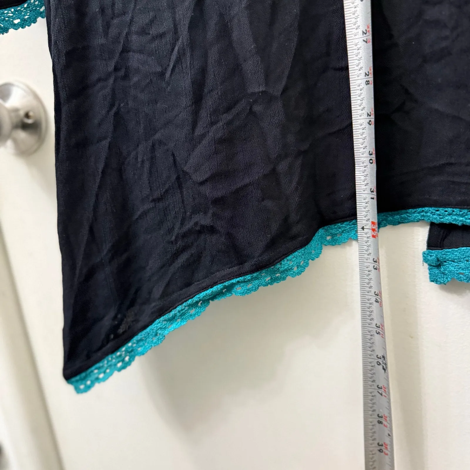 Shoreline 1X Plus Black Sheer‎ Cardigan Coverup Floral Embroidered Beach Boho - Image 7