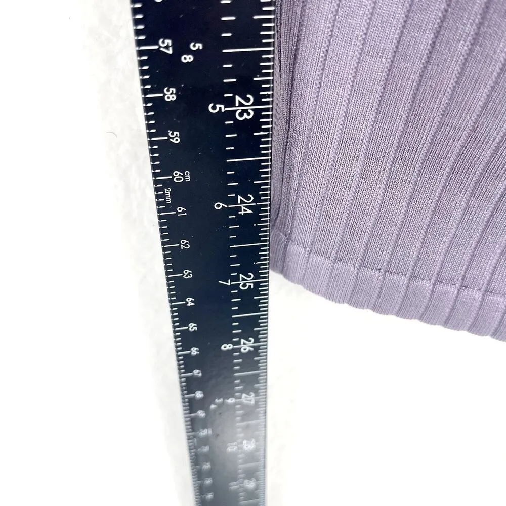 GOOD AMERICAN Leggings Women Size S/M High Waisted Ribbed Dusty Violet Athletic - Image 4