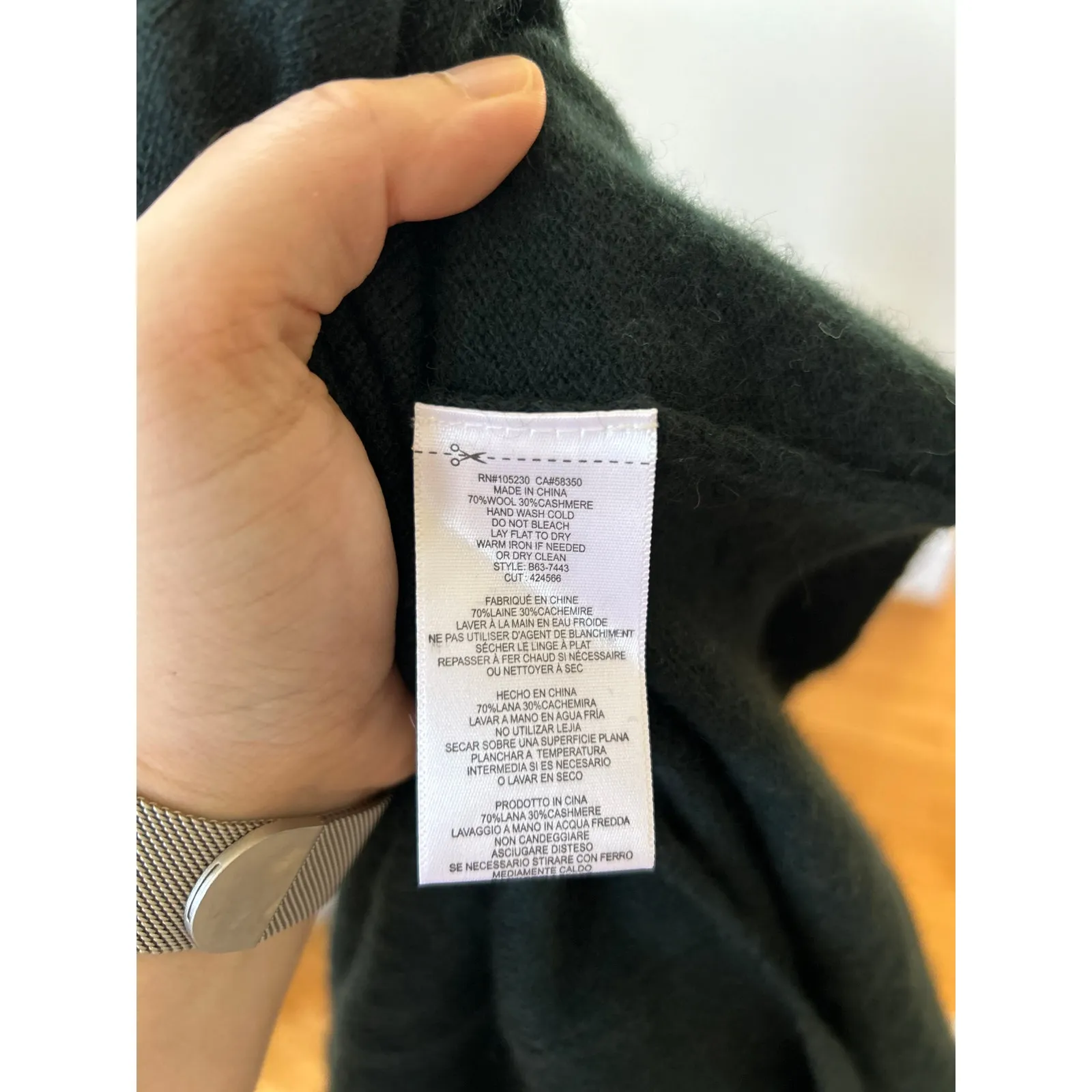 Joie Cashmere Oversize Asymmetric Hem Dark Forest Green Sweater - Image 5