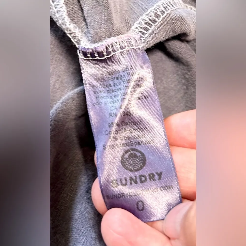 SUNDRY by ANTHROPOLOGY Heathered Blue Ruffle Shoulder Weekend Midi Dress Sz XS - Image 11