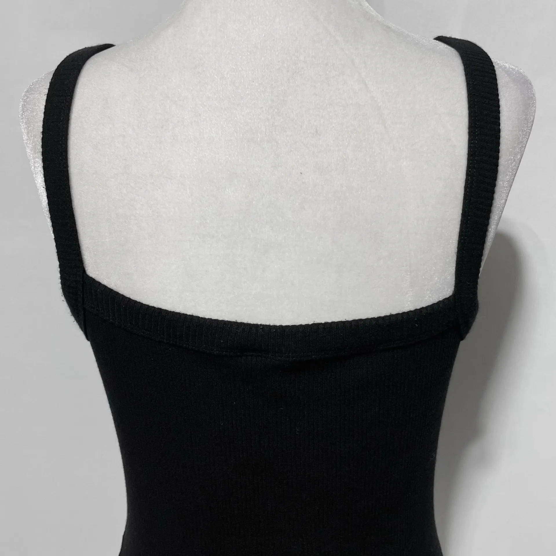 & Other Stories Ribbed Knit Scoop Neck Slim Fit Tank Top Black Size Medium - Image 14