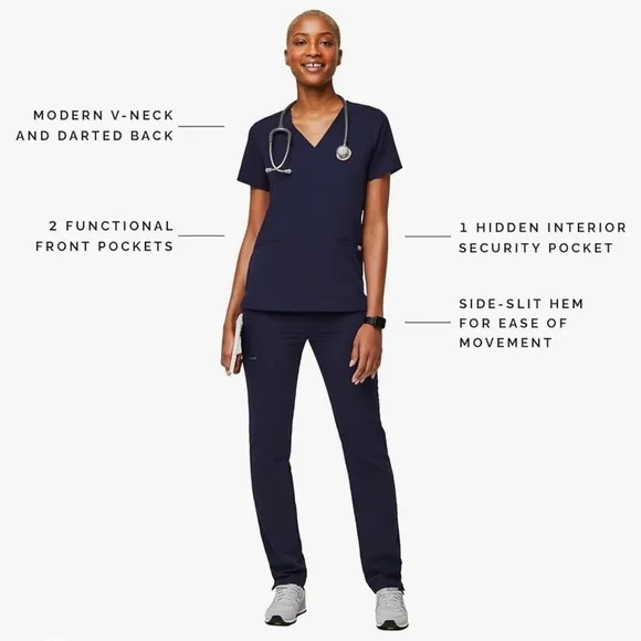 FIGS Casma Scrub Top Classic Fit 3 Pockets, Stretch, Anti-Wrinkle Medical MEDIUM - Image 2