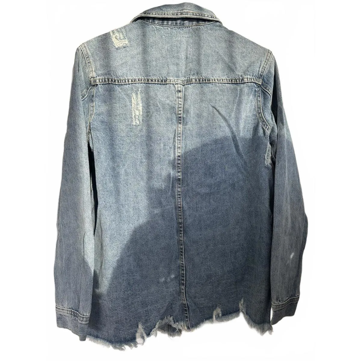 Thread & Supply Cotton Distressed Villa Frayed Denim Jacket Light Wash NWT Small Blue - Image 5