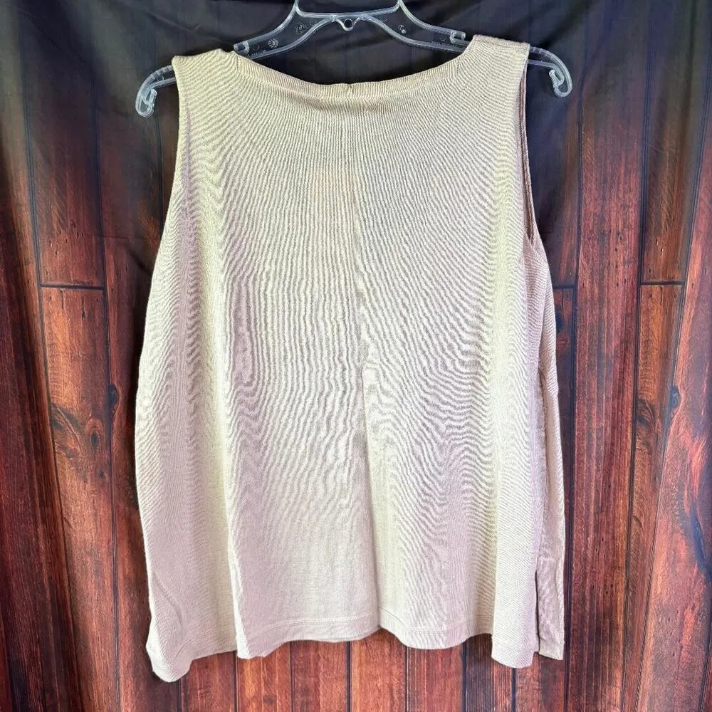 iLinen Classic Cotton Tank Top Beige Women's Size XL Ecotec Yarn NWT - Image 2