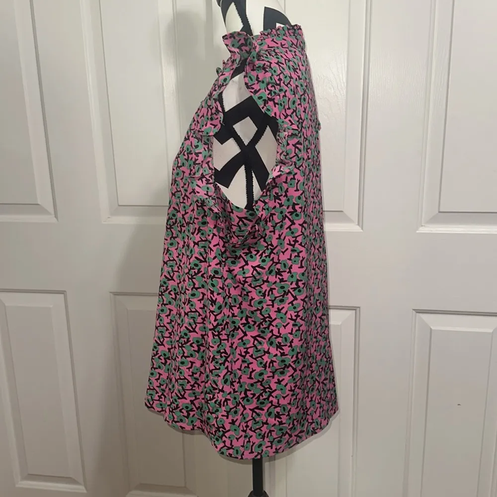 Jade Pink and Black Ruffled Cap Sleeve Blouse Size XL - Image 2