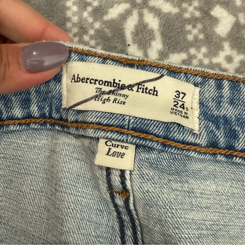 Abercrombie & Fitch Curve Love‎ The Skinny High Rise Blue Wash Size 37/24 Short - Image 6