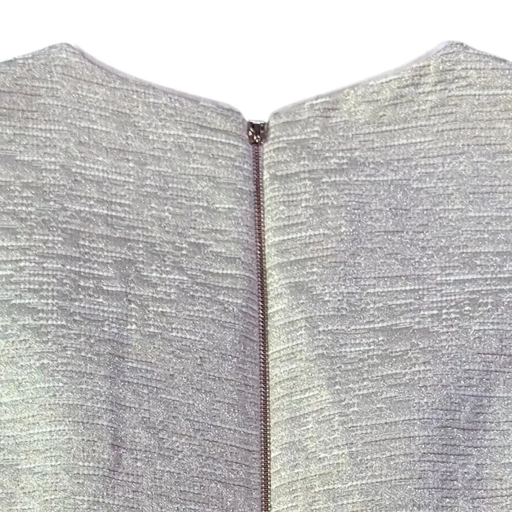 Kate Spade  Metallic Pink Textured Sleeveless Dress Sheath Fitted Size 2 Women's - Image 7