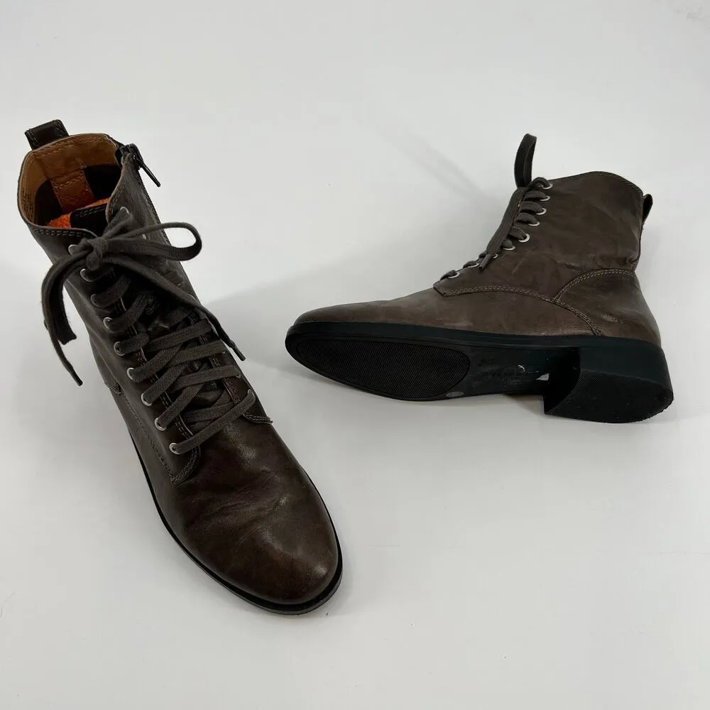 Lucky Brand Hestawn Women's Moto Boots LEATHER upper dark brown street size 7 - Image 3