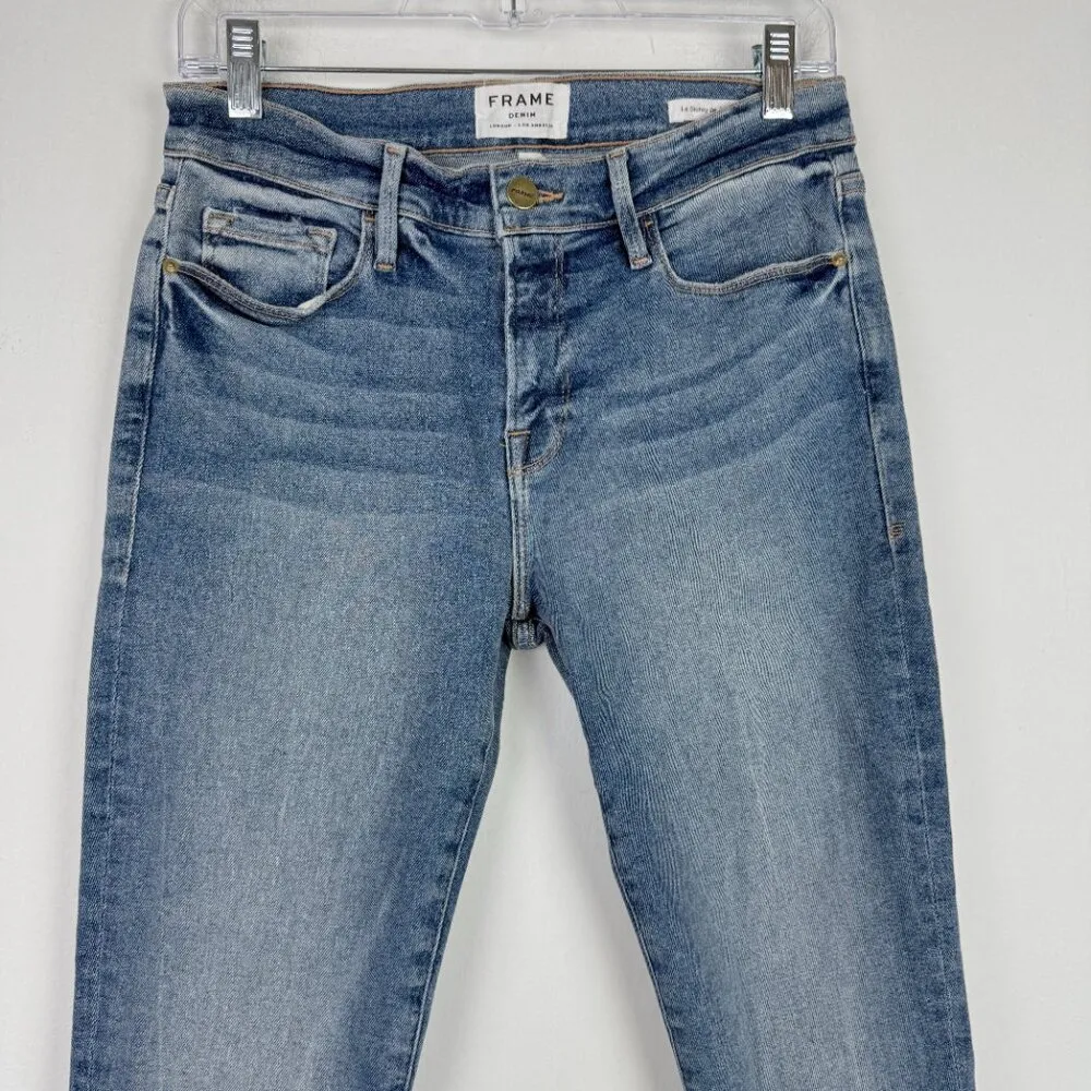 Frame Le Skinny de Jeanne Fray Hem Stiletto Jeans Dupont Wash Skinny Size 29 EUC - Image 3