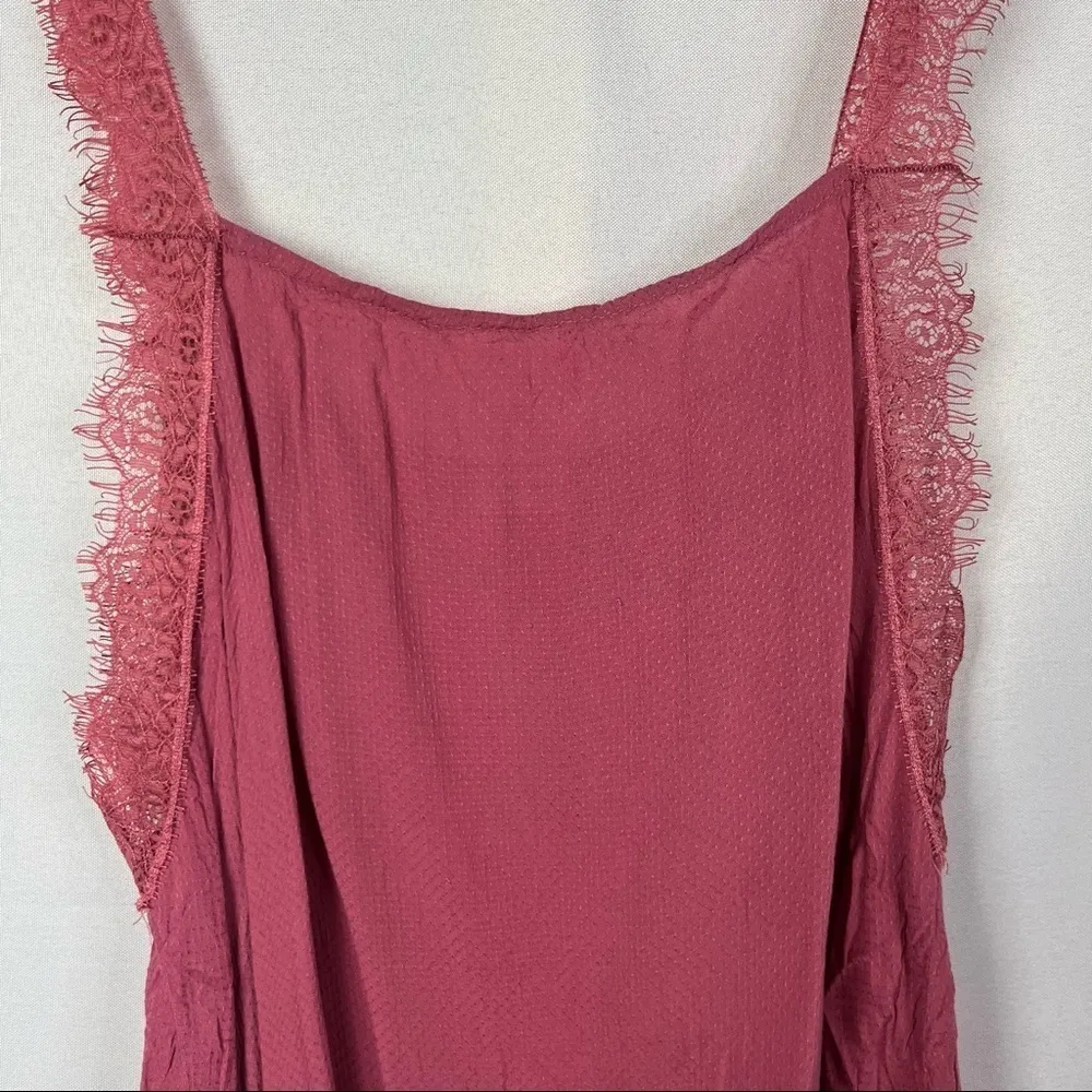 Free People Intimately Dobby Dot Rose Pink Lace Trim Cami Tank Top S - Image 5