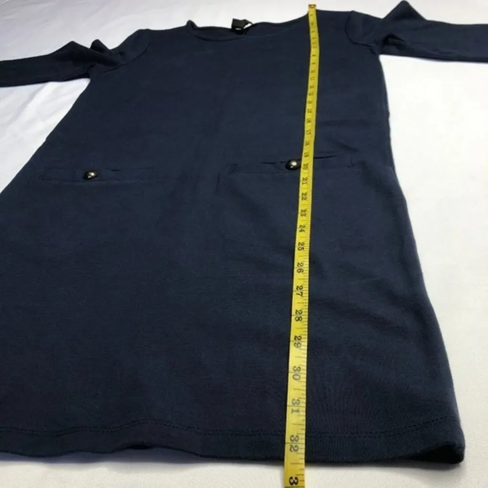 MANGO Casual Fitted Mini Shift Dress Dark Navy Blue XS Extra Small Pockets Thick - Image 7