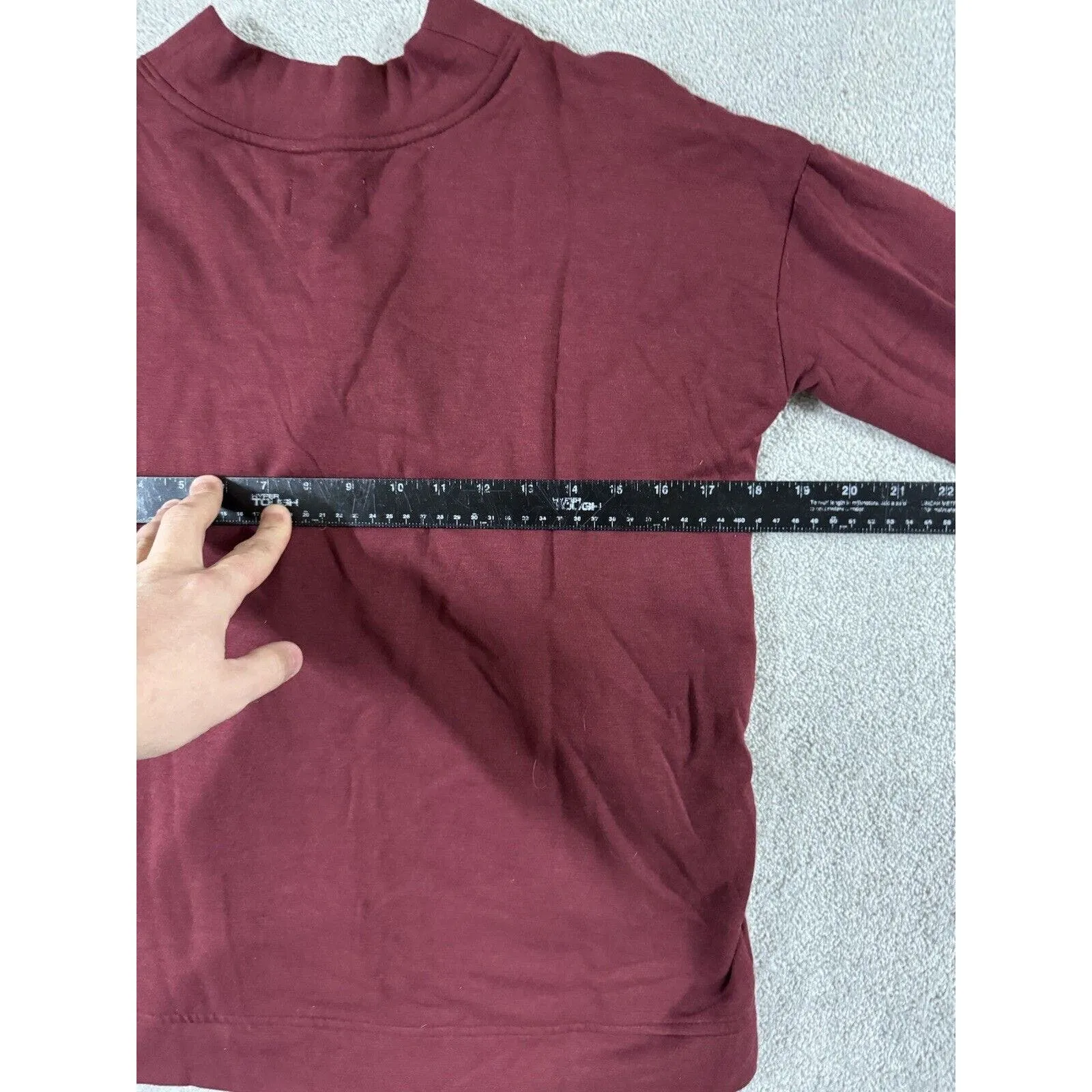 Lou And Grey Women's‎ Size XXS Signaturesoft Henley Long Sleeve Maroon Sweater - Image 5