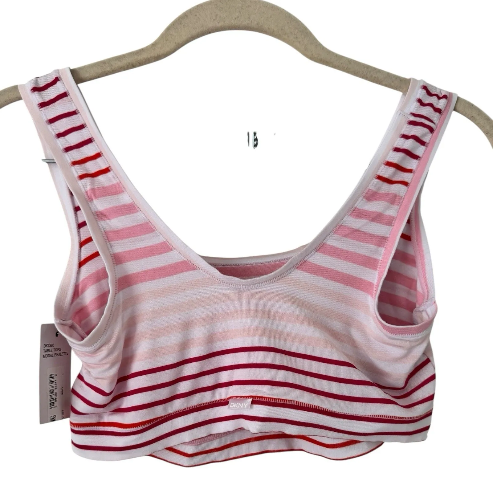 NWT DKNY Pink Stripe Modal Bralette Wireless Lightweight Women’s Medium - Image 3