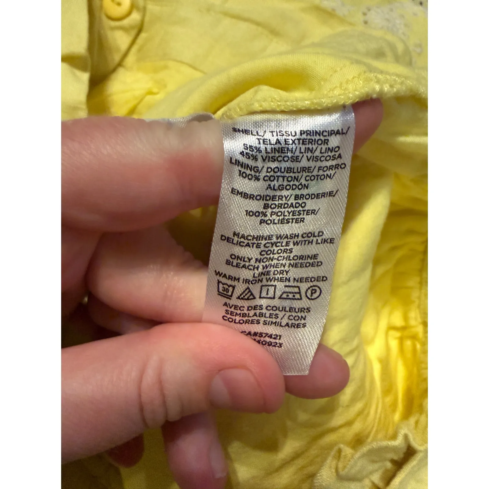 LOFT NWT Eyelet Hem Tie Waist Shorts Women's Medium Yellow Cotton Summer - Image 7