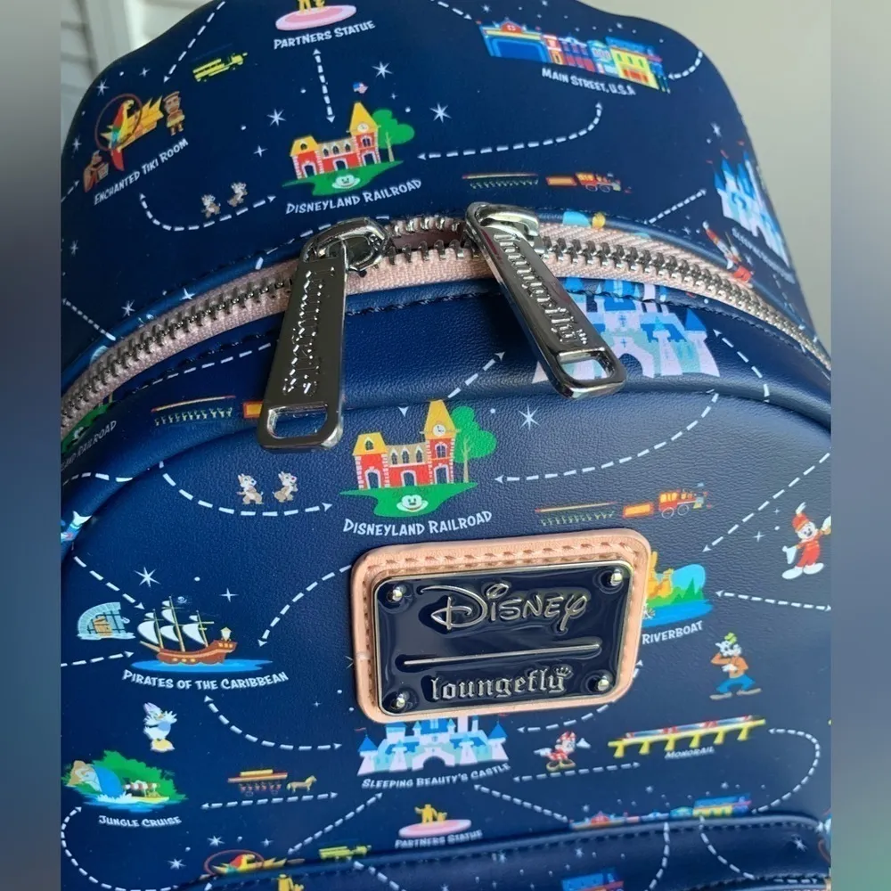NWT Loungefly Disneyland 65th Anniversary Disney Map Convertible Mini Backpack - Image 5