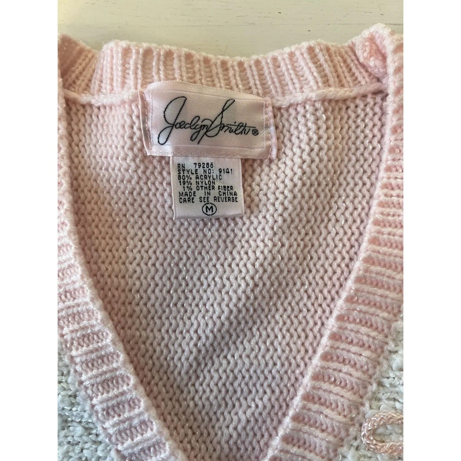 Vtg 80s Jaclyn Smith Pastel Pearl Beading Bow Shoulder Pads Big Hair Glam - Image 2