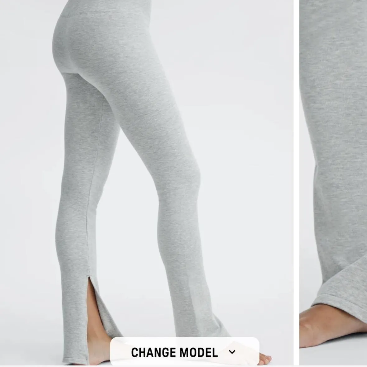 Fabletics light grey Cloud Seamless High-Waisted Split Flare yoga pants small - Image 2