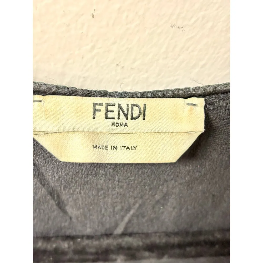 Fendi Runway Silk-Organza V-Neck Midi Lace Fit & Flare Dress Black Women's US 4 - Image 6