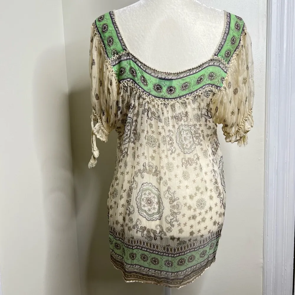 Eci Petite New York Lightweight Sheer Boho Blouse Top Size 14P Feminine - Image 2