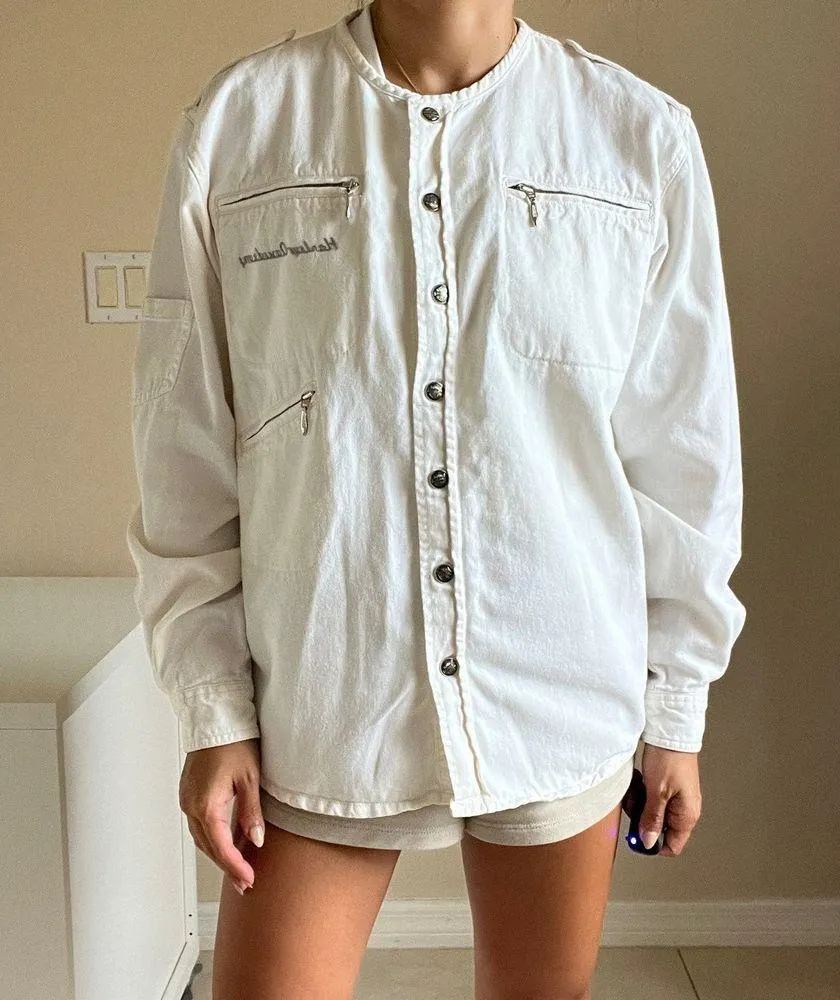 Harley-Davidson White Button Up Long Sleeve Shirt Jacket Women's Size M - Image 10