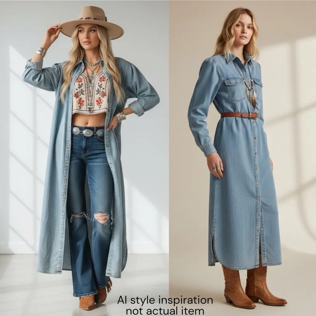 Ruff Hewn Light Wash Denim Button Front Shirt Dress Small 90s Long Sleeve Dress - Image 14