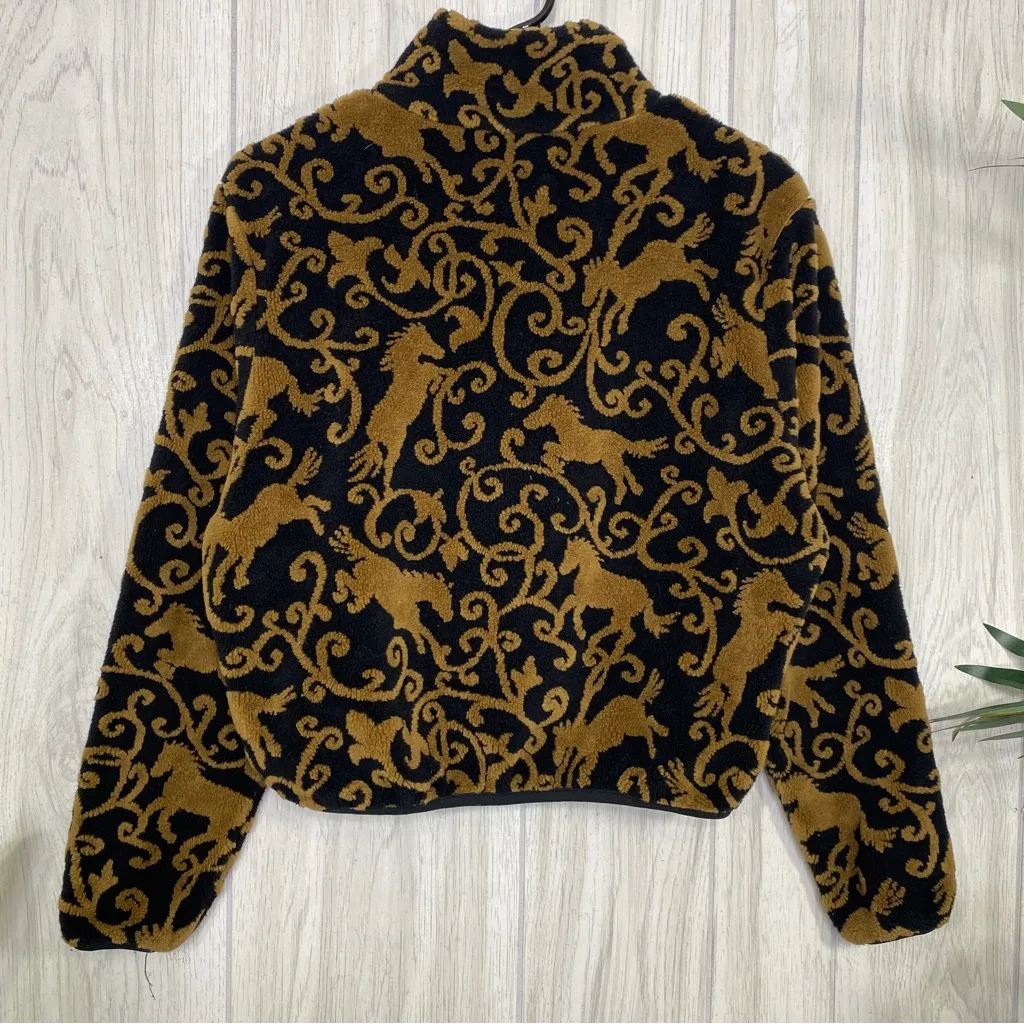 Kerrits Cropped Equestrian Horse Print Zip Up Fleece Sweater size S Small - Image 4