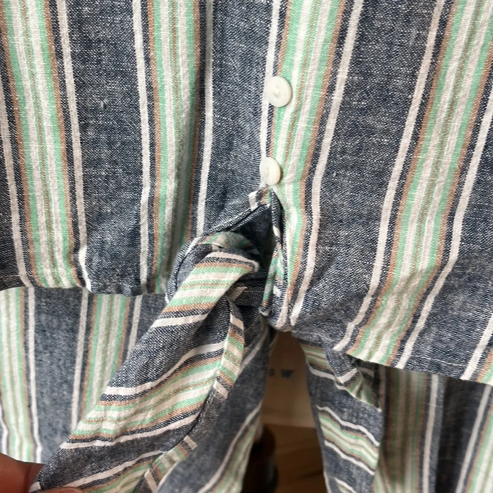 Linen Cotton Set Cynthia Bell Sleeve Top Elastic Back Pants - Image 10