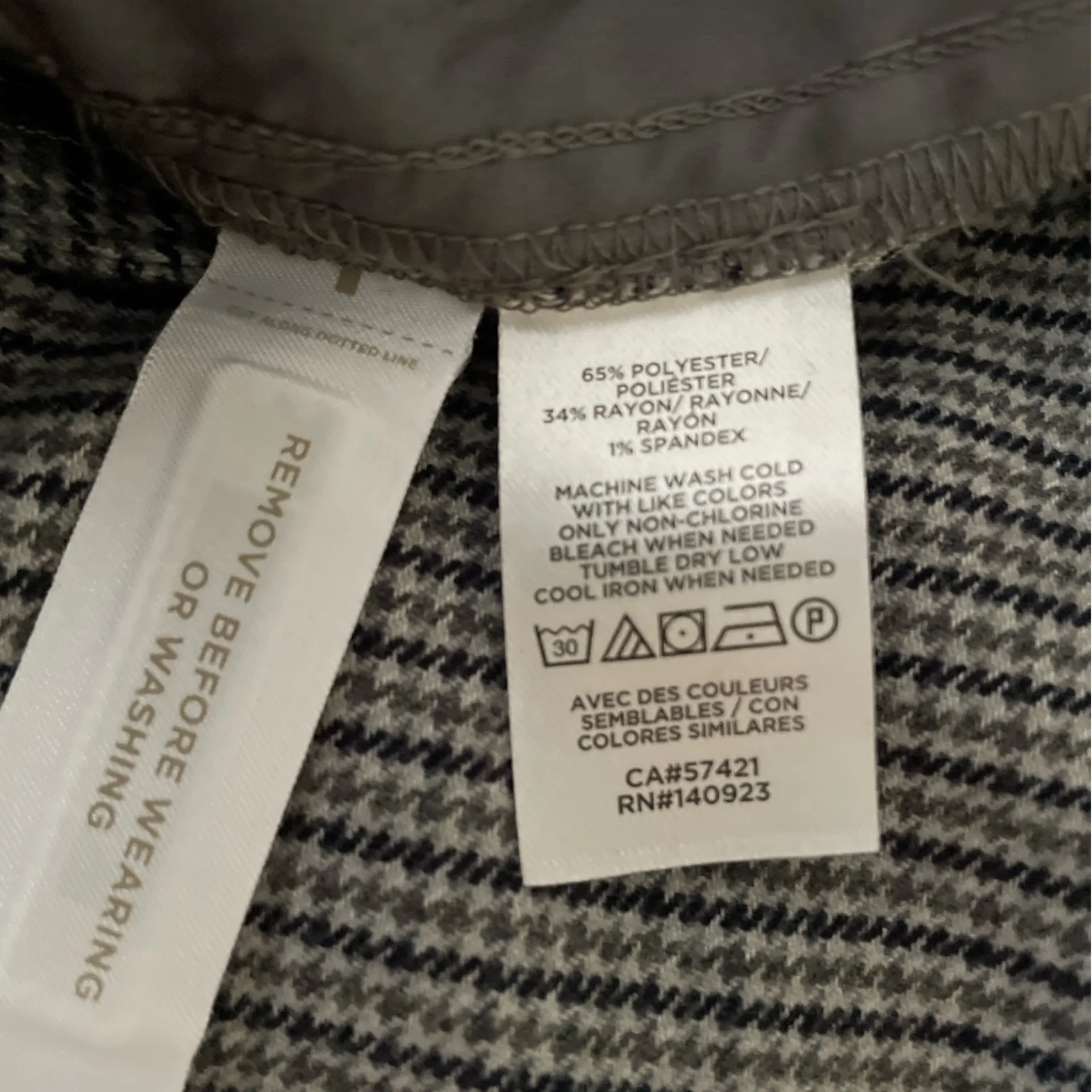 LOFT Multi Check Houndstooth Plaid High Waist Career Pants in Gray & Navy Size 6 - Image 10