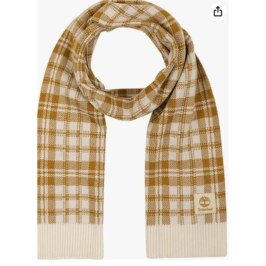 New Timberland Plaid Scarf Unisex Rectangle Knit - Image 2