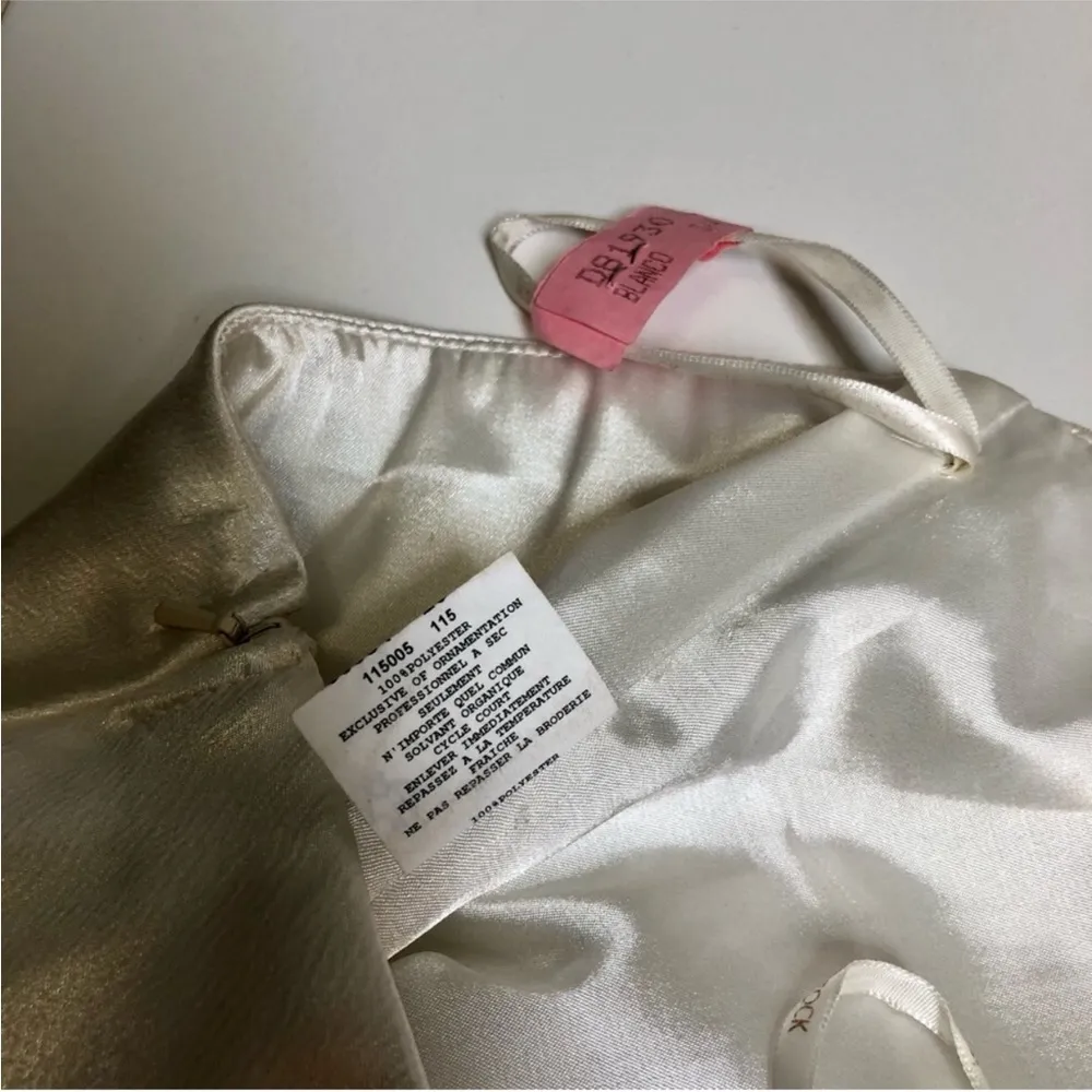 Vintage Y2K Gunne Sax  Ivory Champagne Strapless Dress size S - Image 9