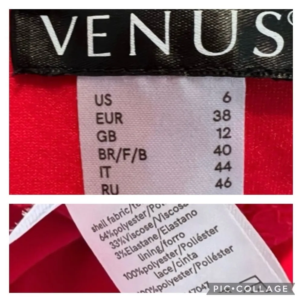 Venus Dress Red Lace Faux Wrap Mini Long Sleeve 6 Cocktail Party Chic Glam - Image 16