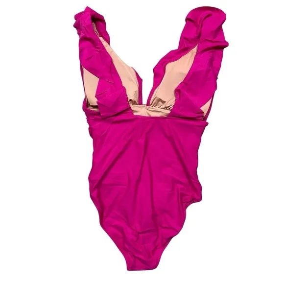 NWT‎ J. Crew Women's Pink Ruched Ruffle One-Piece Swimsuit Size 4 Poolside Beach - Image 3