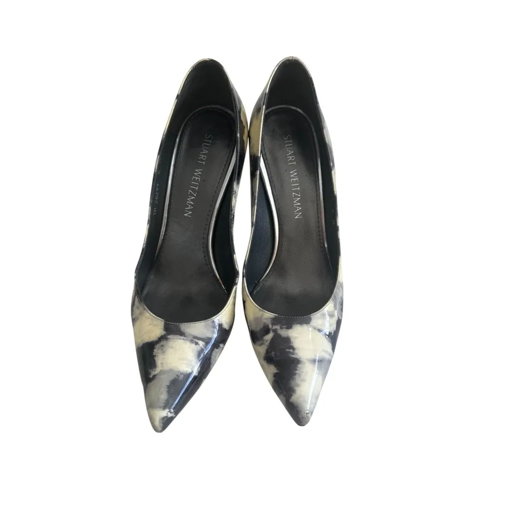 STUART WEITZMAN Marbled Black Ivory Patent Leather Heels Size 8 - Image 5