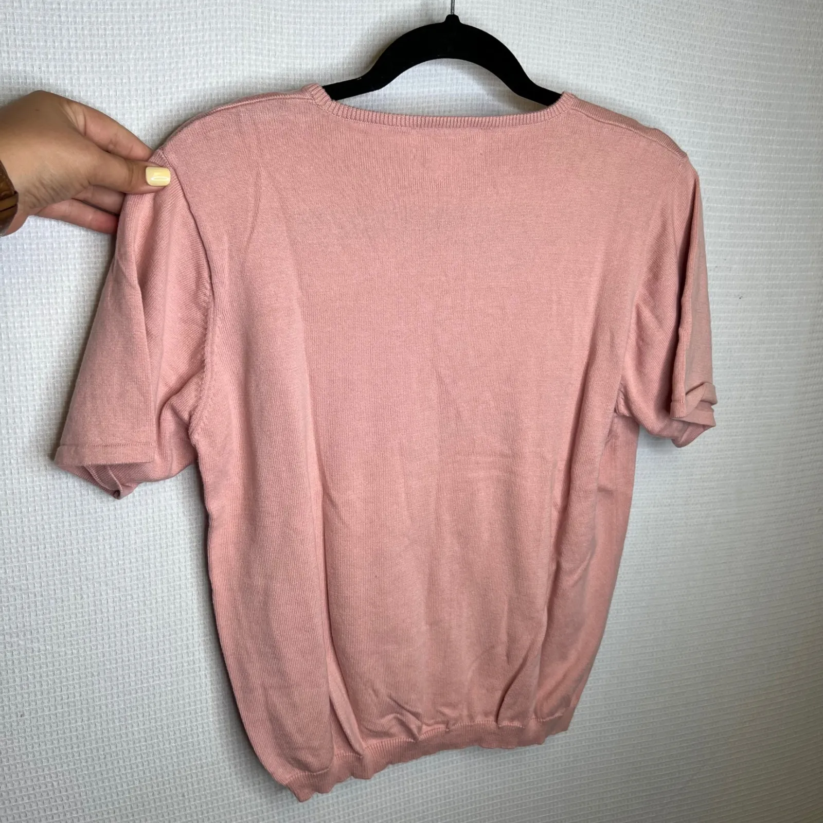 Pendleton Portland Oregon Womens Pink Cotton Knit‎ Short Sleeve Top Medium VTG - Image 3