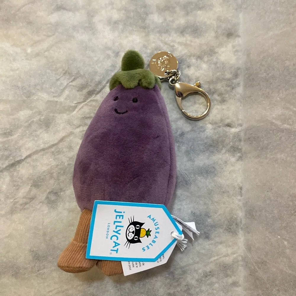 Jellycat Vivacious Eggplant Plushie Bag Charm & Keychain - Image 3