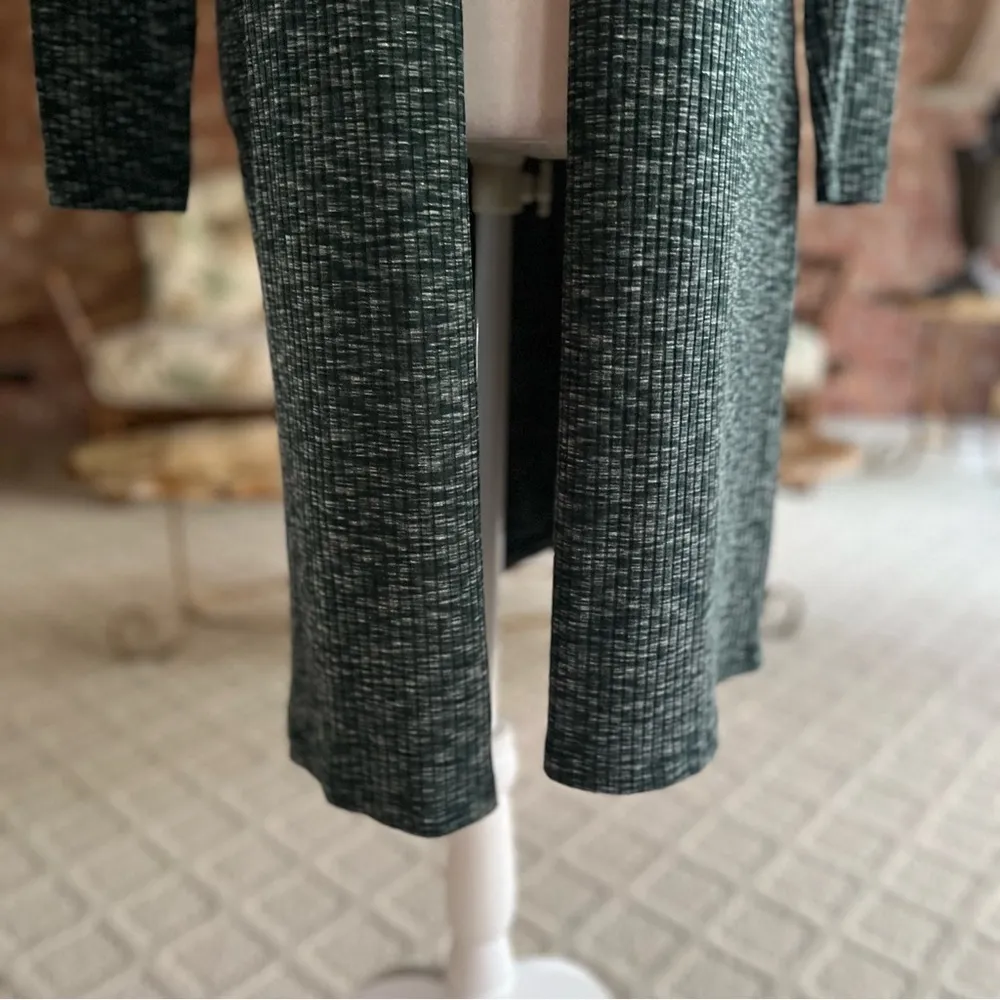 Bobeau Duster Green Heathered Knit Long Cardigan XS Brunch Layering Work - Image 4