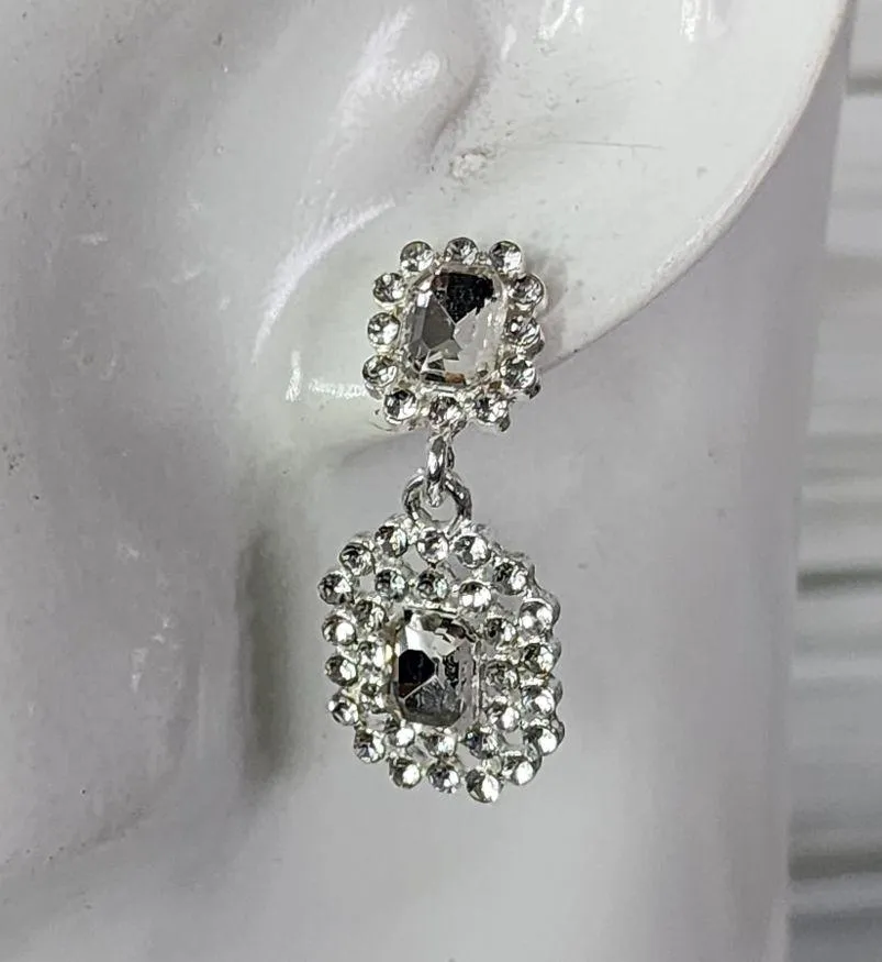 Silver Glam Ziriconia Crystal Drop Earrings - Image 3