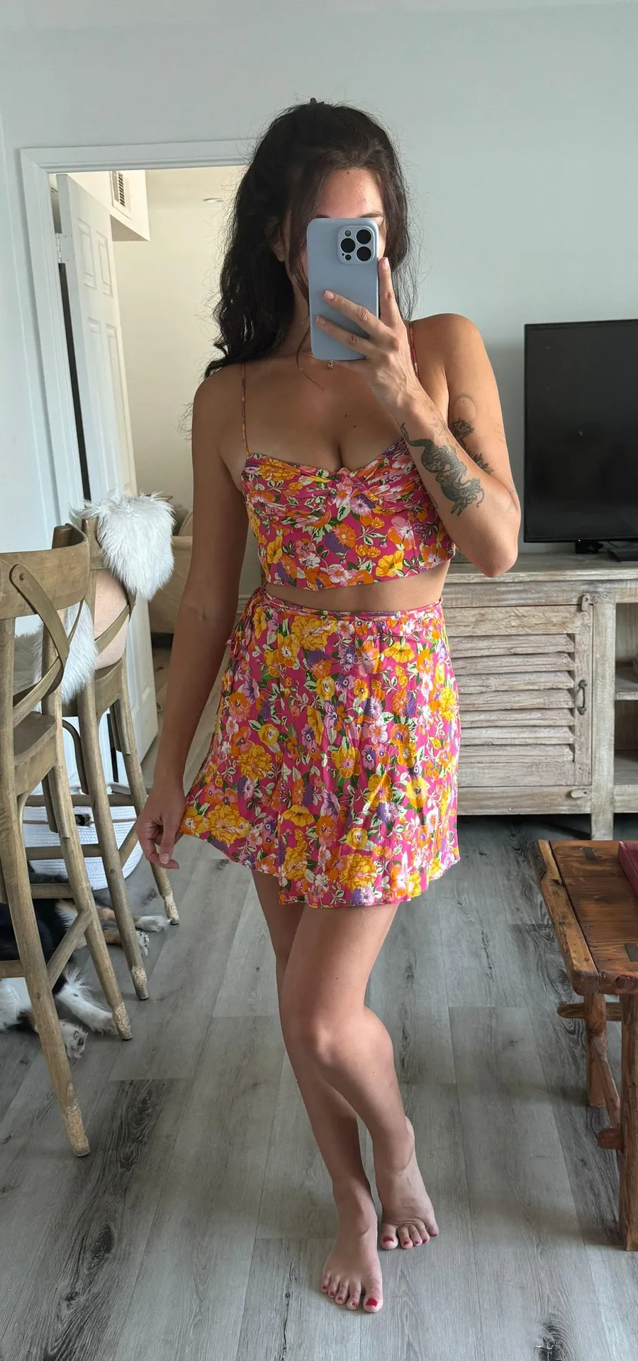 Floral Crop Top And Wrap Skirt Matching Set - Image 4