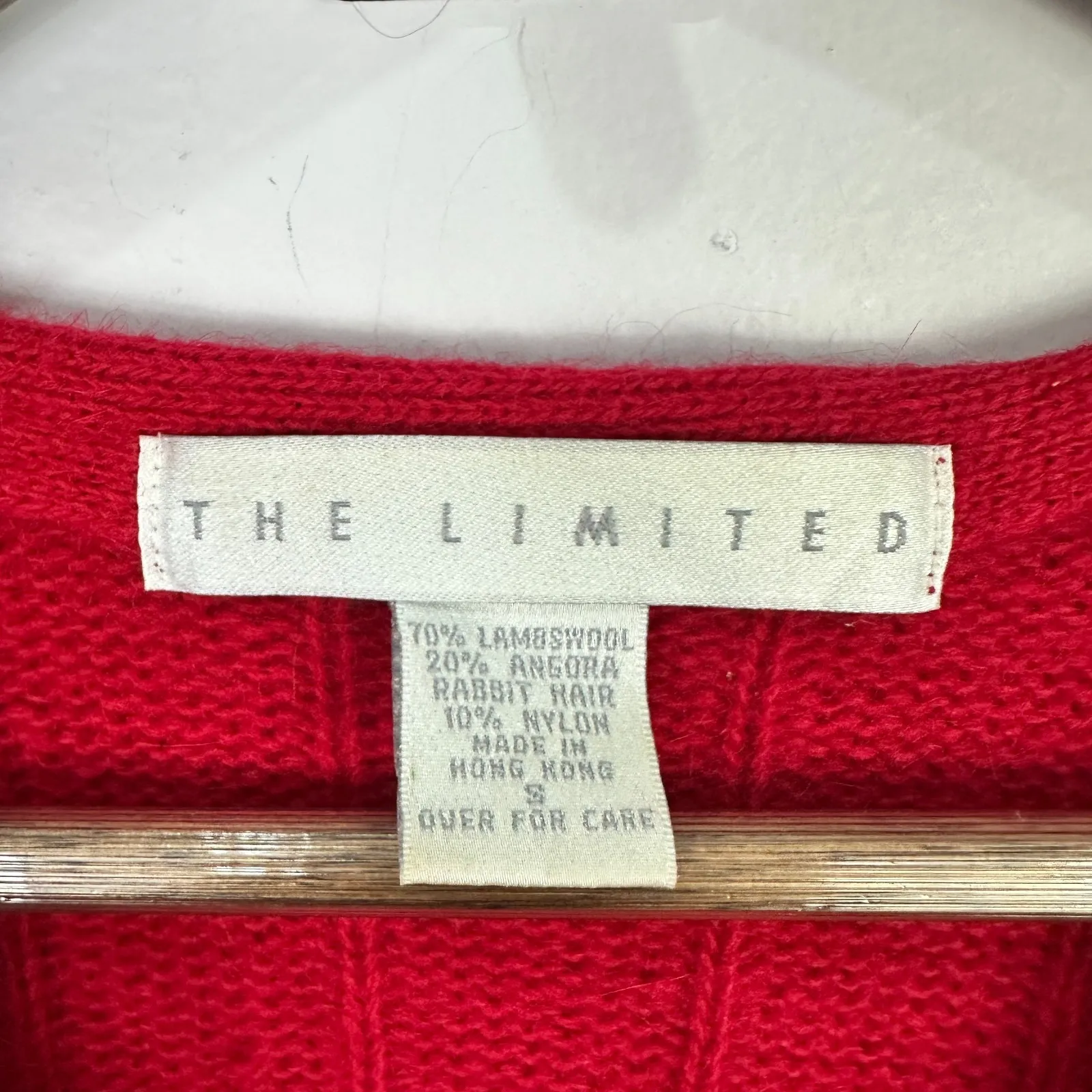 Vintage The Limited Red Cable Knit Sweater Womens Small Oversized Cozy Preppy - Image 2